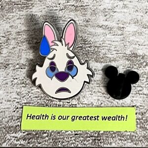 Disney Pin White Rabbit Exhausted Emoji - Wonderland